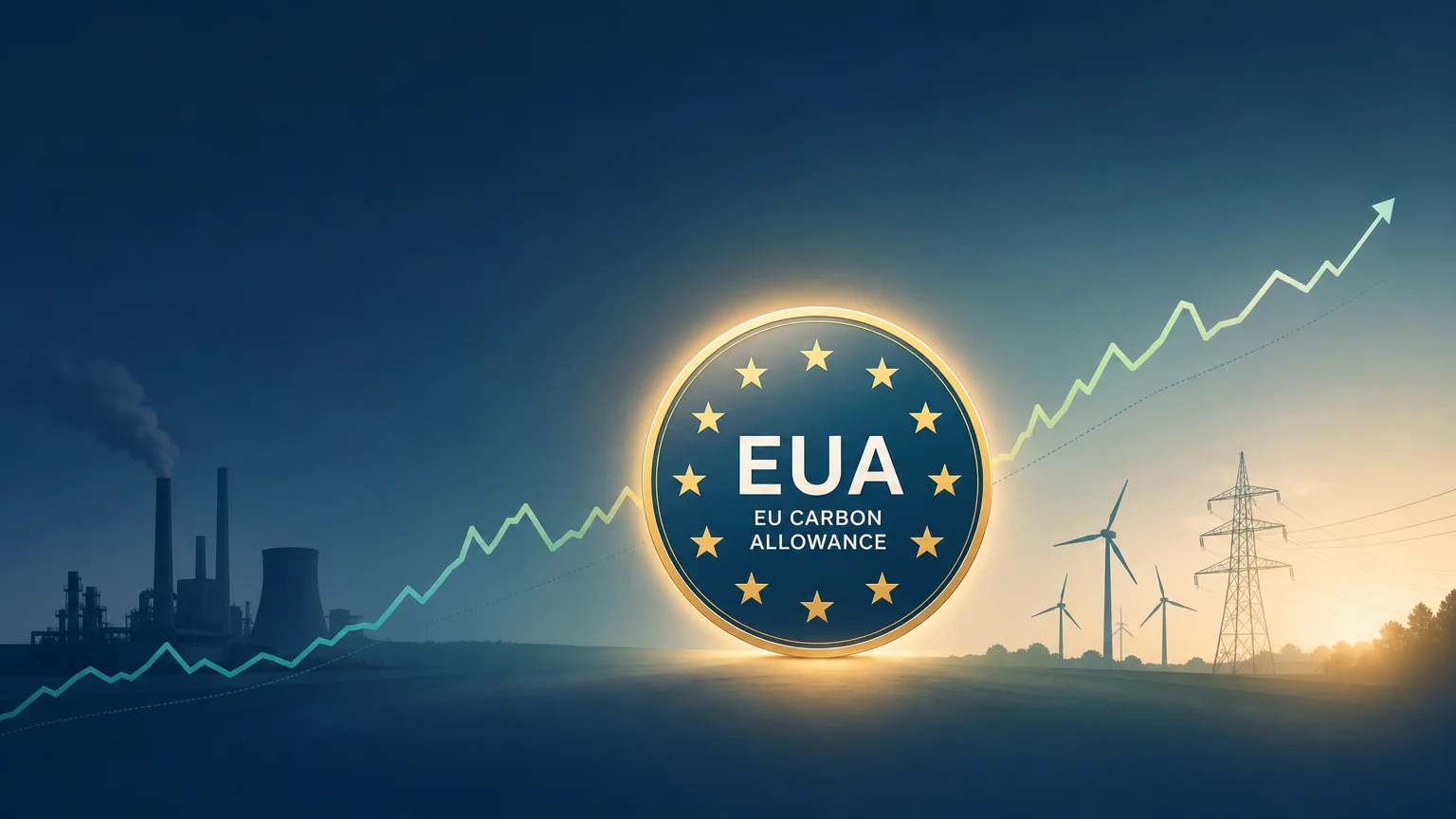 Editorial illustration representing EU carbon allowance pricing