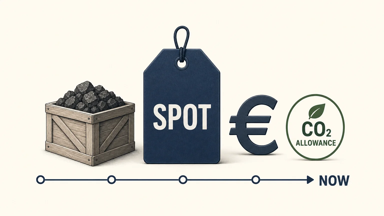 Editorial illustration explaining spot price as the current value for immediate delivery