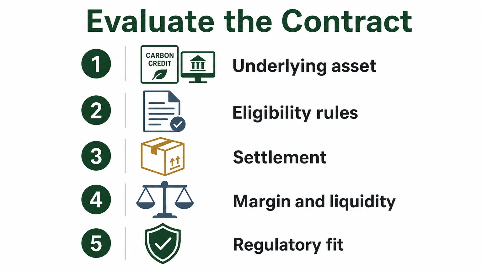 Checklist for evaluating a carbon offset futures contract