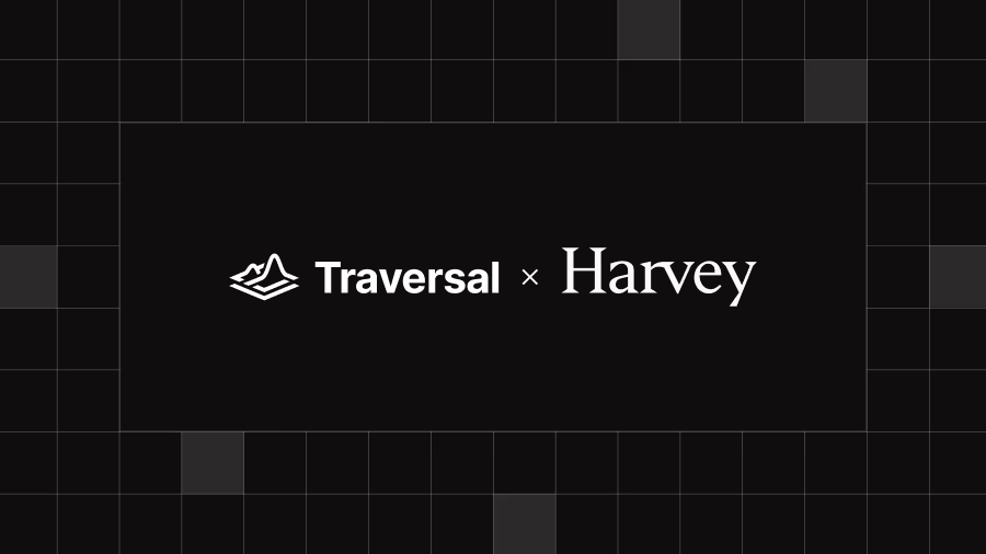 Harvey and Traversal logos for the Harvey AI SRE case study.