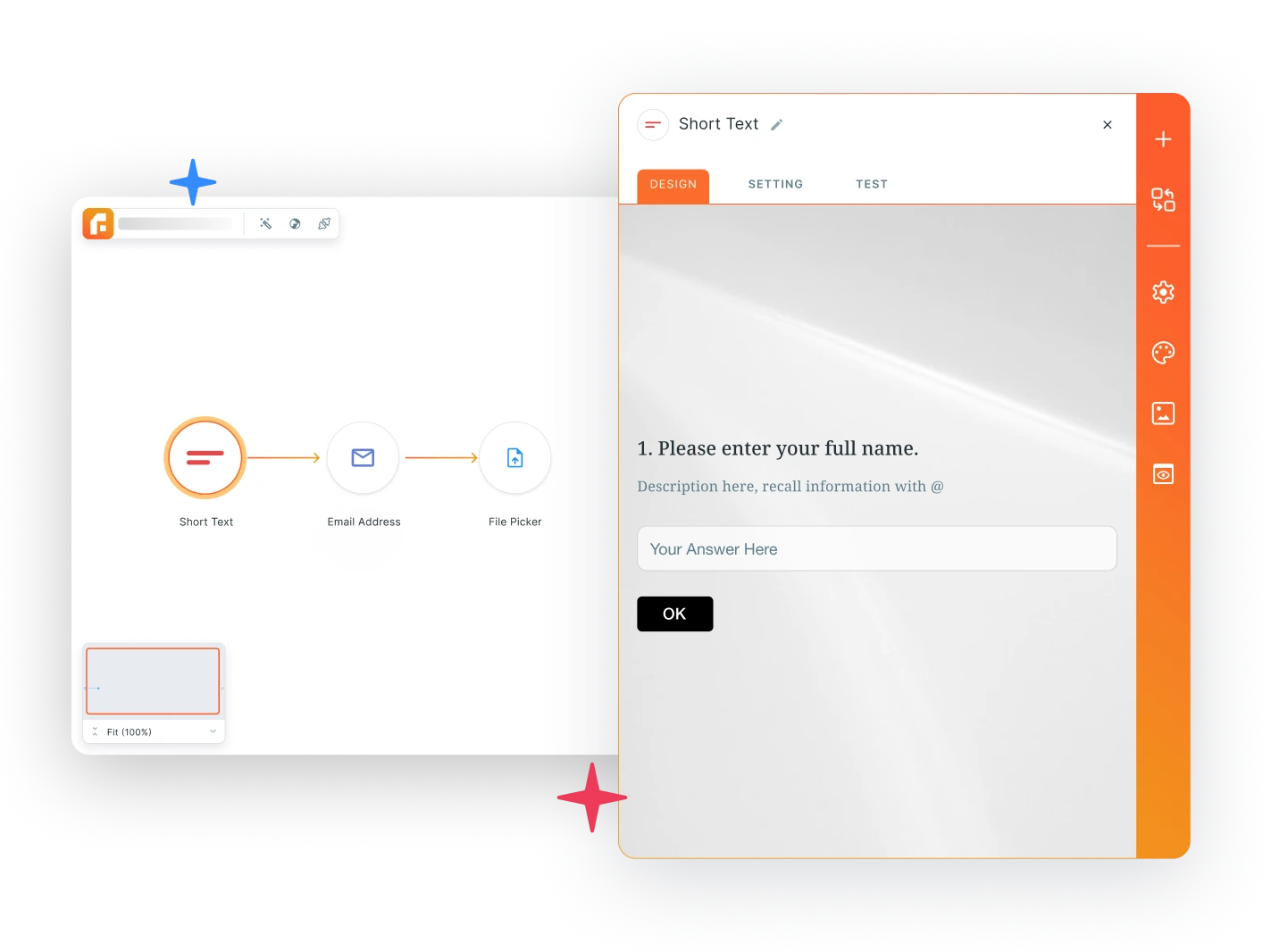 Use Tiny AI or templates from scratch to design forms with your brand style. - Automate your work at tinycommad.com