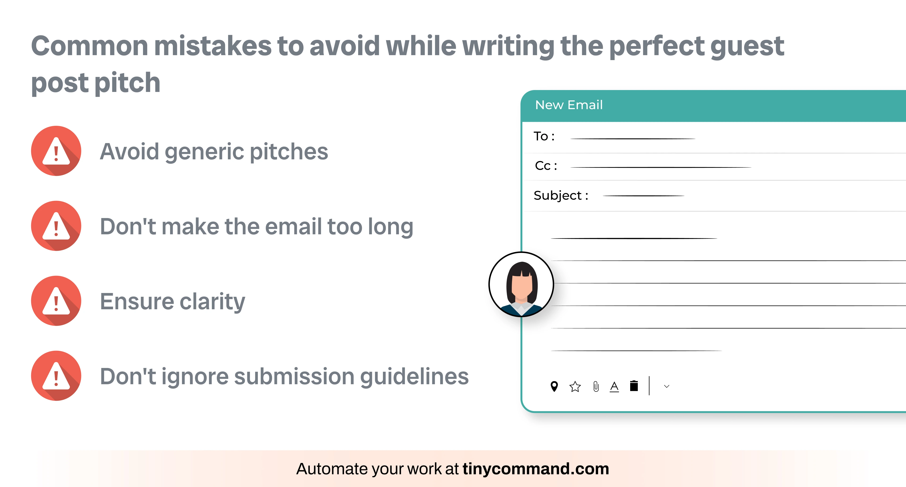 Common mistakes to avoid while writing the perfect guest - Automate your work at tinycommand.com