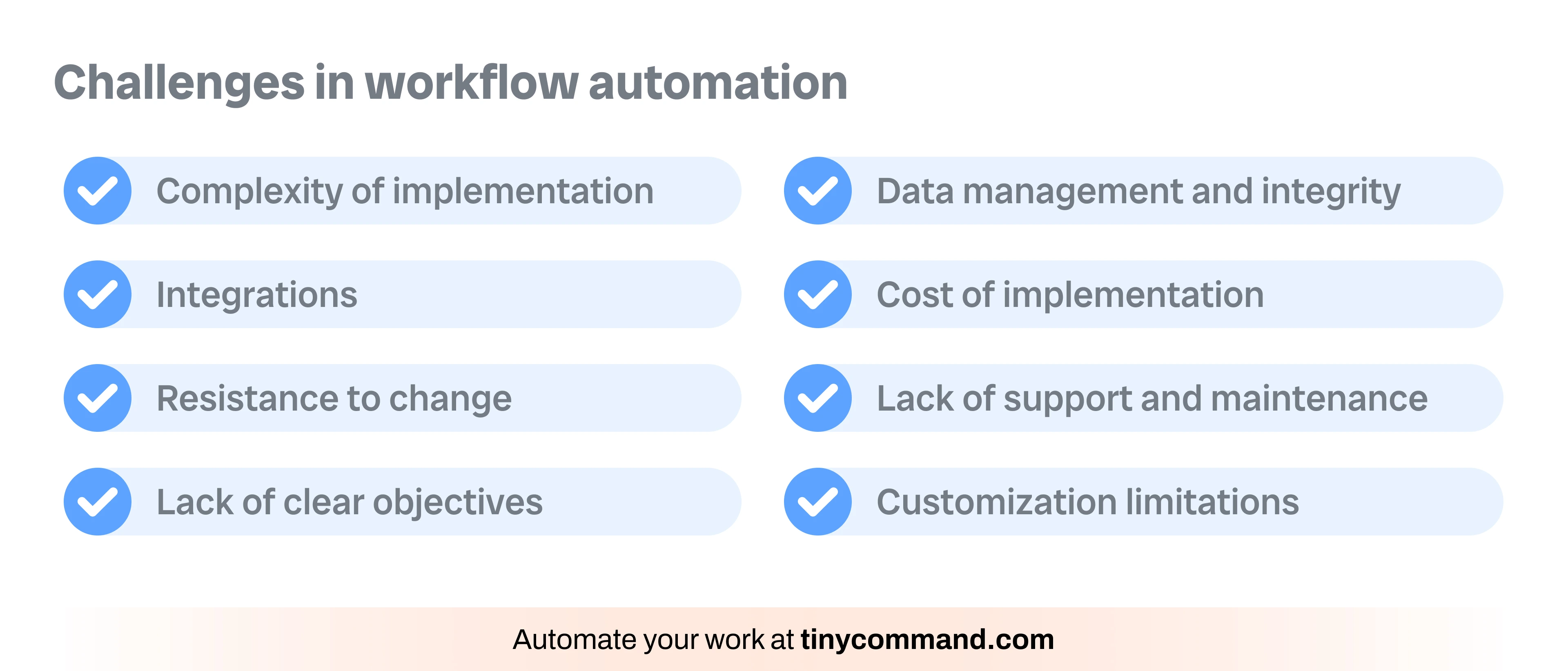Challenges in workflow automation - Automate your work at tinycommand.com