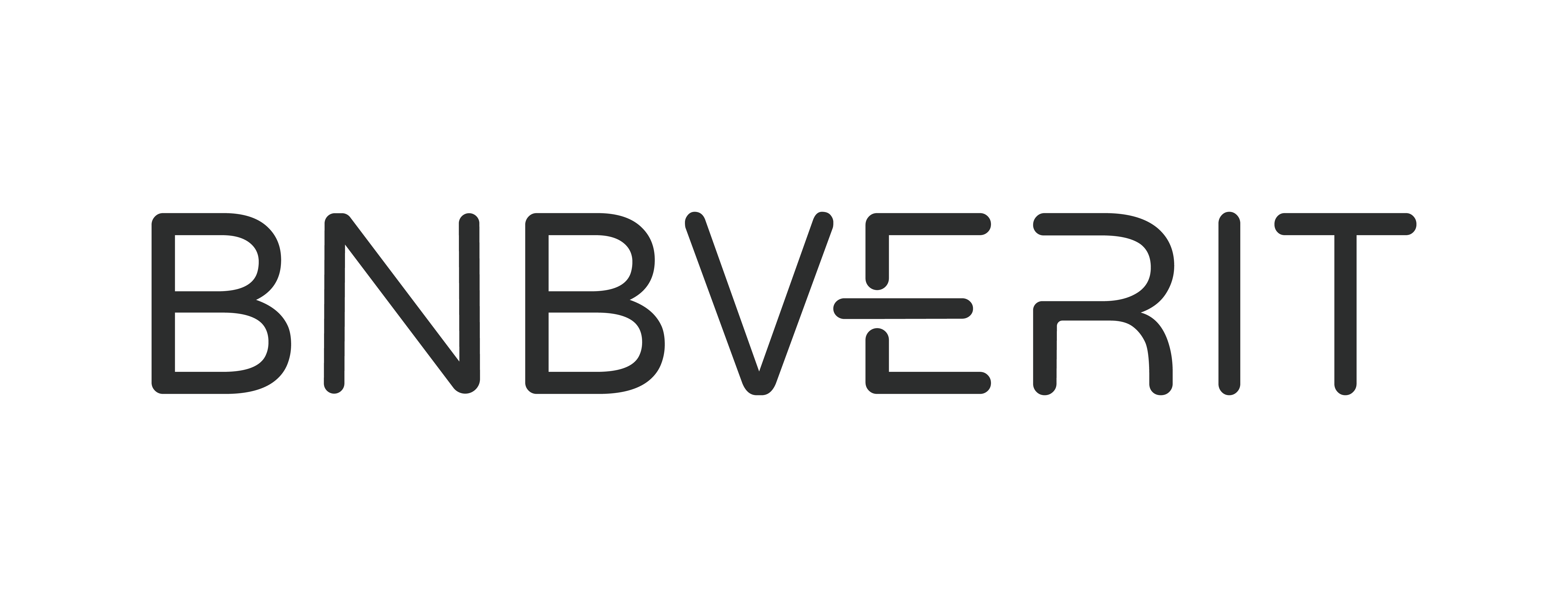 BNBVerit zīmola teksts ar stilizētu burtu "E".