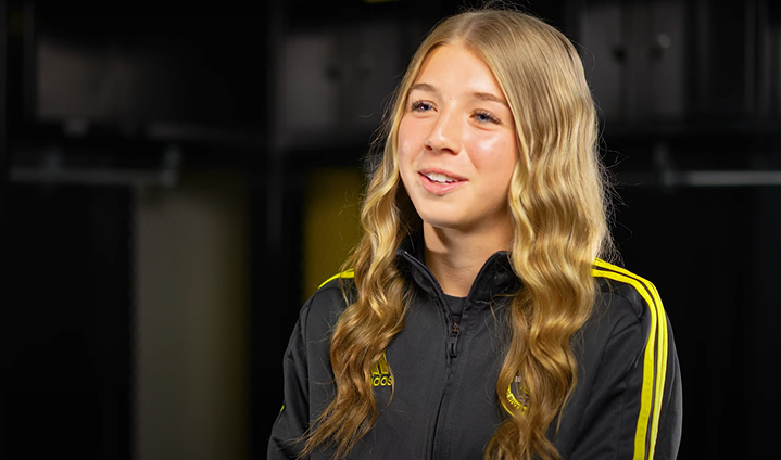 Young female soccer player