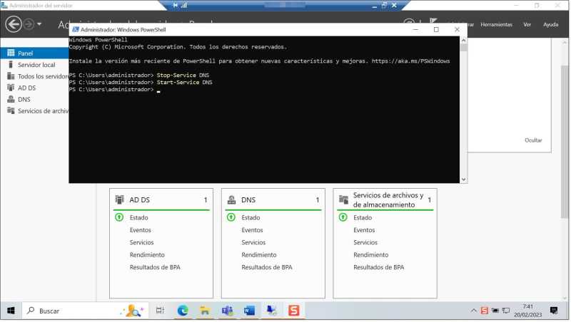 Command 2 - Start the DNS service on the server using PowerShell