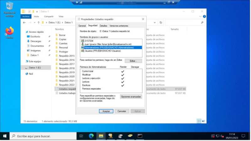 Image - Example of NTFS permissions