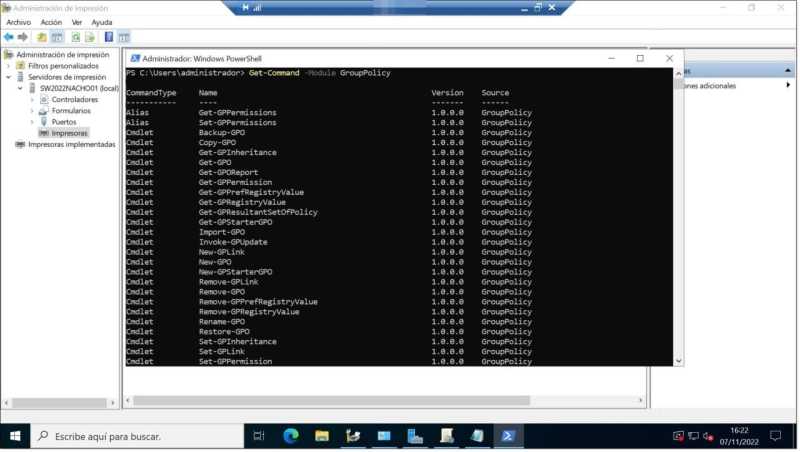 Image - A list of available commands in the Group Policy module