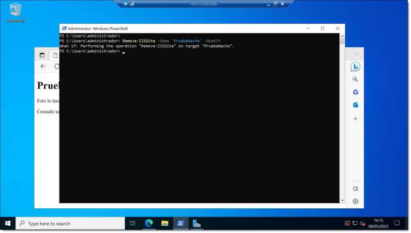 Image - Simulating the deletion of a site using the "WhatIf" command