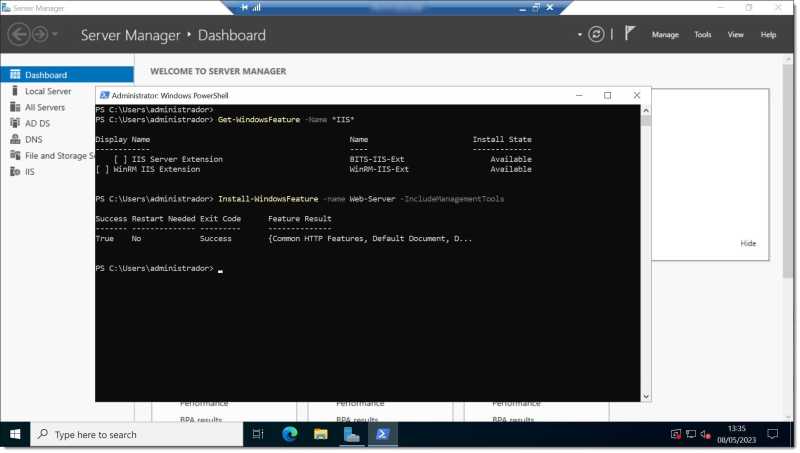 Image - Check whether IIS is already installed and then install it using a PowerShell command