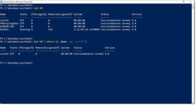 Image - Showing a specific VM filtering by name
