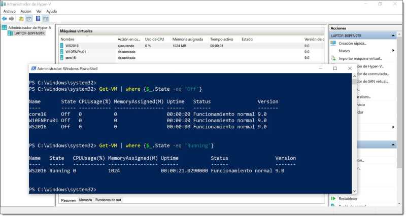 Image - List of running and stopped VMs on the Hyper-V serverPowershell
