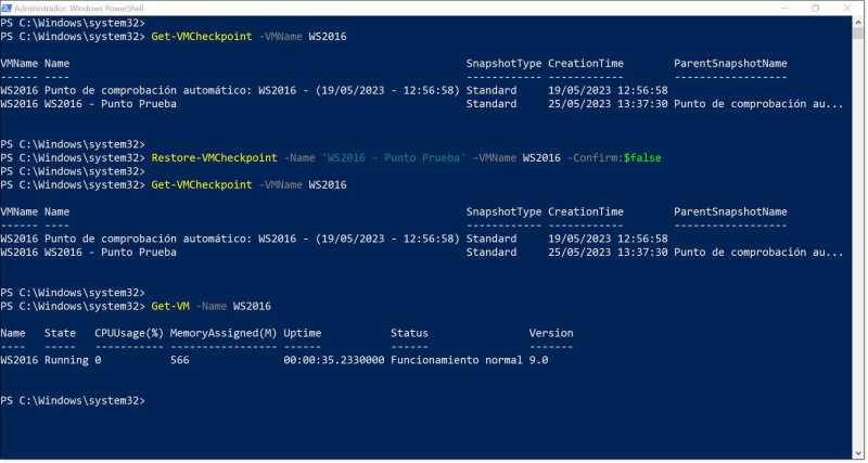 Image - Restoring a Hyper-V checkpoint using PowerShell