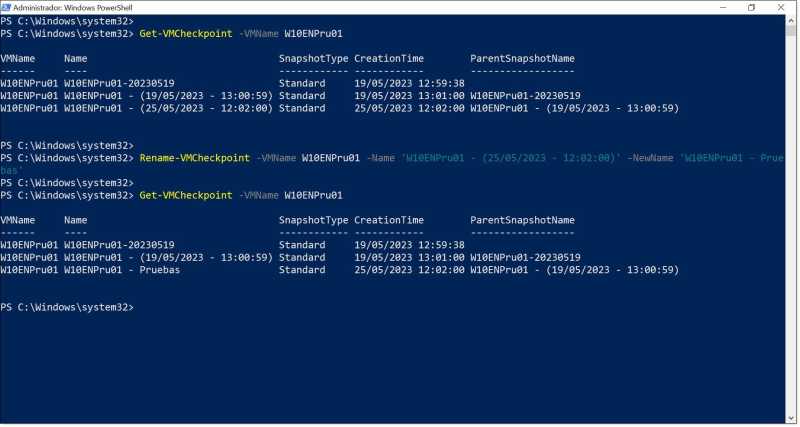 Image - Renaming a checkpoint using PowerShell