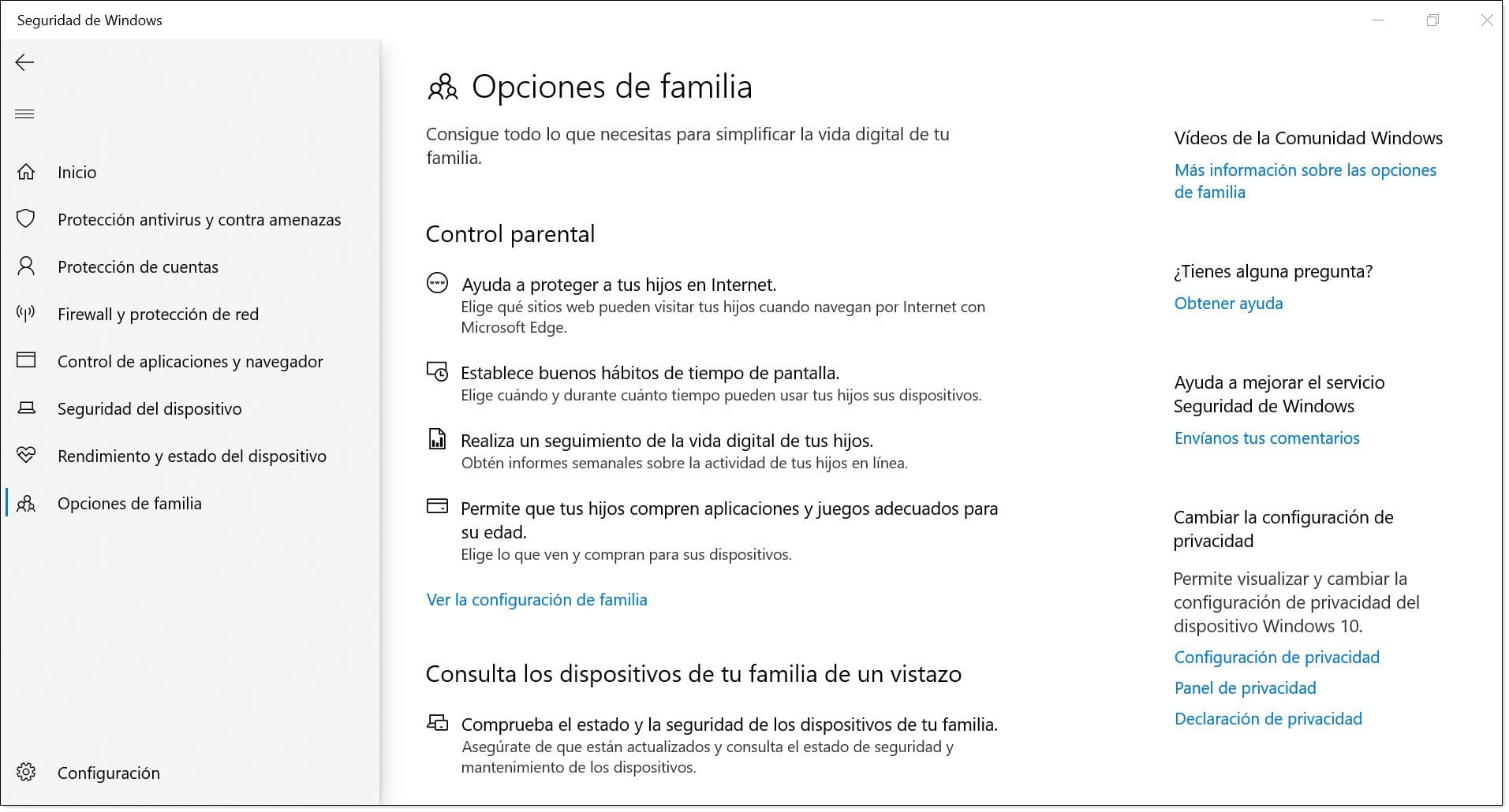 Opciones familia mejoras de seguridad de Microsoft