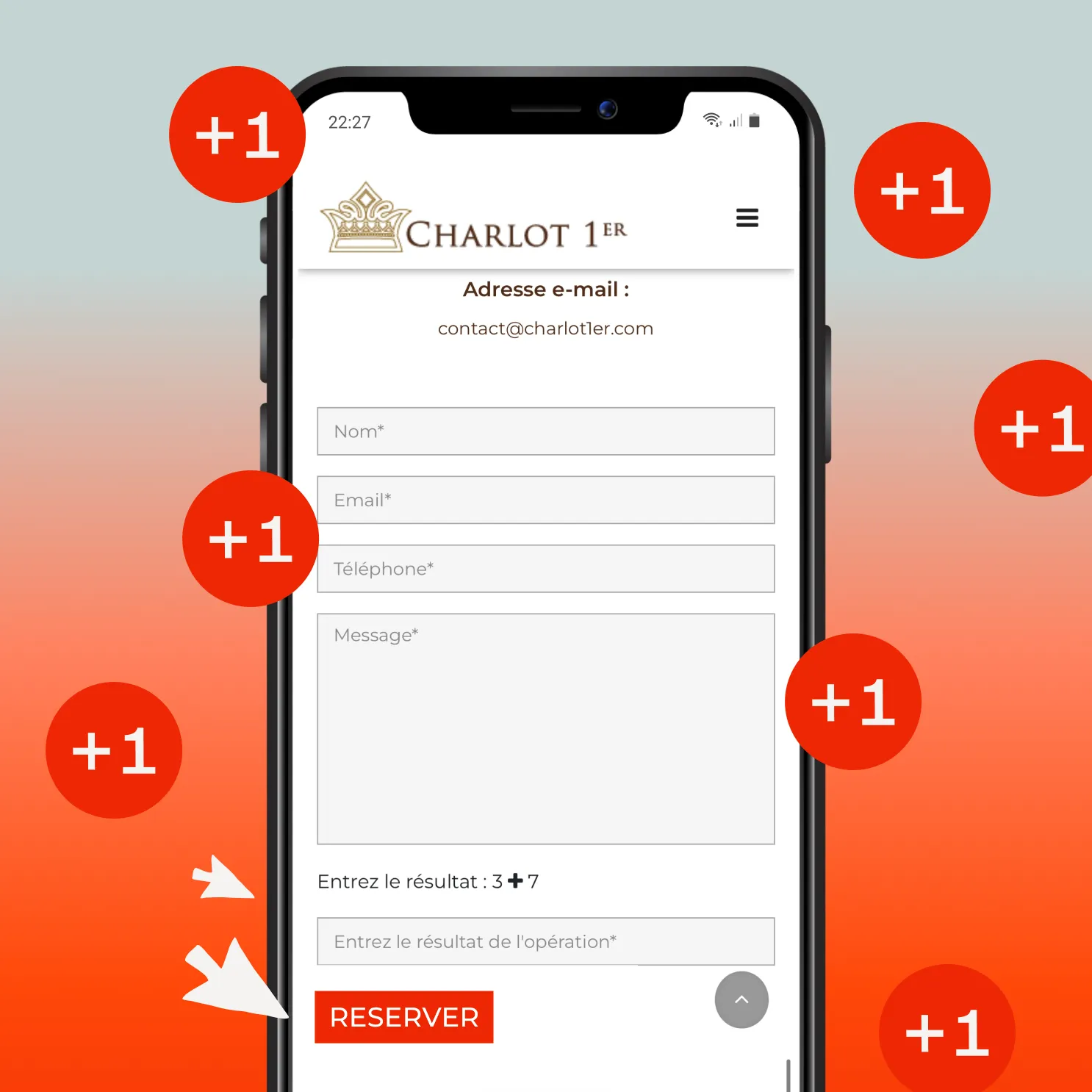Formulaire de réservation du restaurant Charlot 1er sur mobile