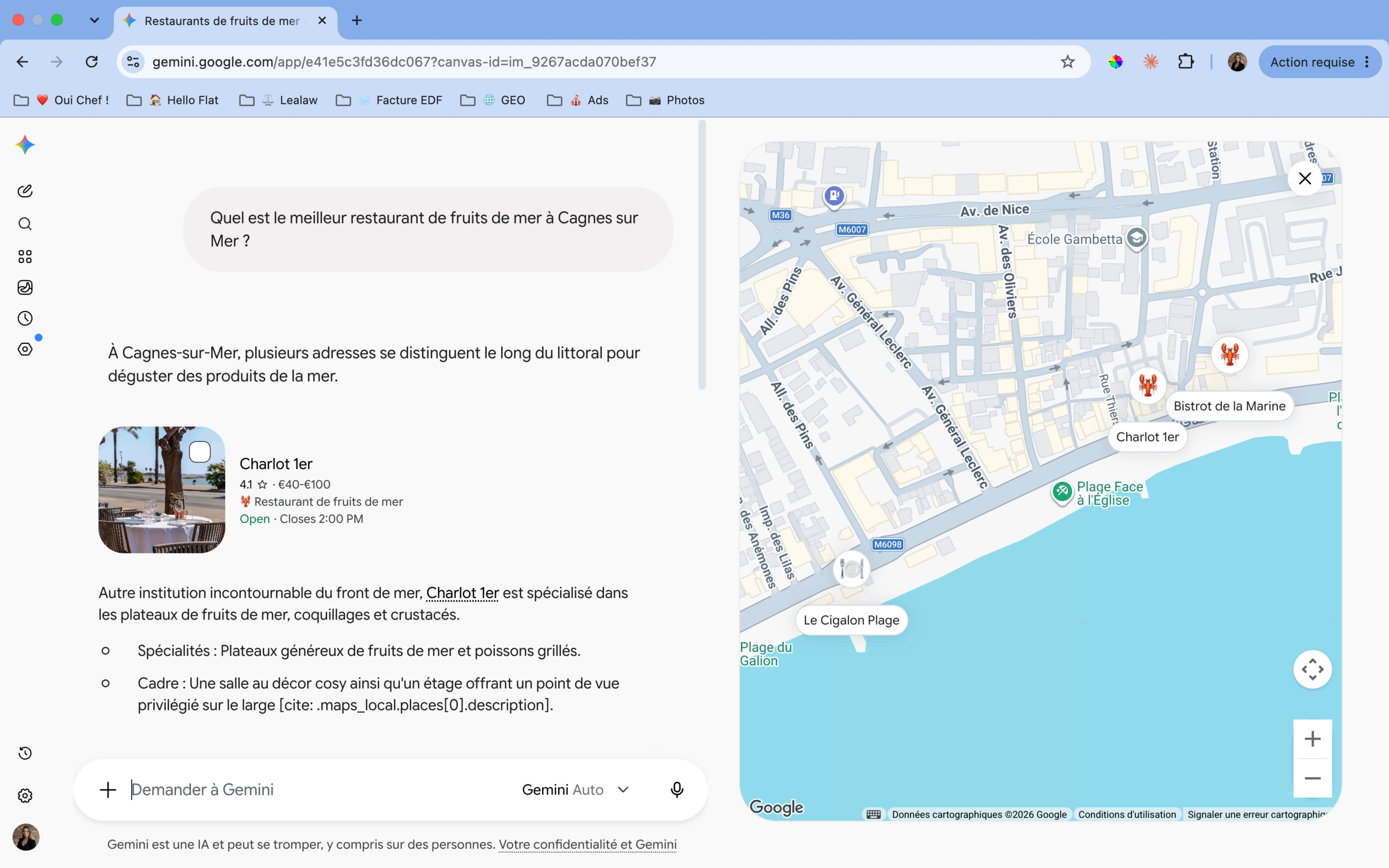 Restaurant visible dans les résultats Google et les réponses des IA