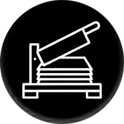 Acabamento gráfico com guilhotina industrial computadorizada de de alta precisão