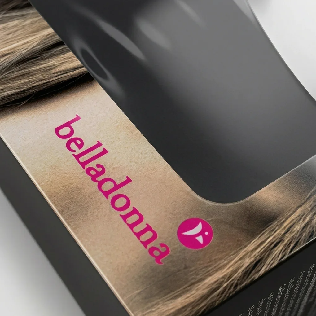 Embalagem personalizada. Qualidade superior impressão em cmyk, laminação soft touch e Pantone® 806 fluorescente. Detalhe.