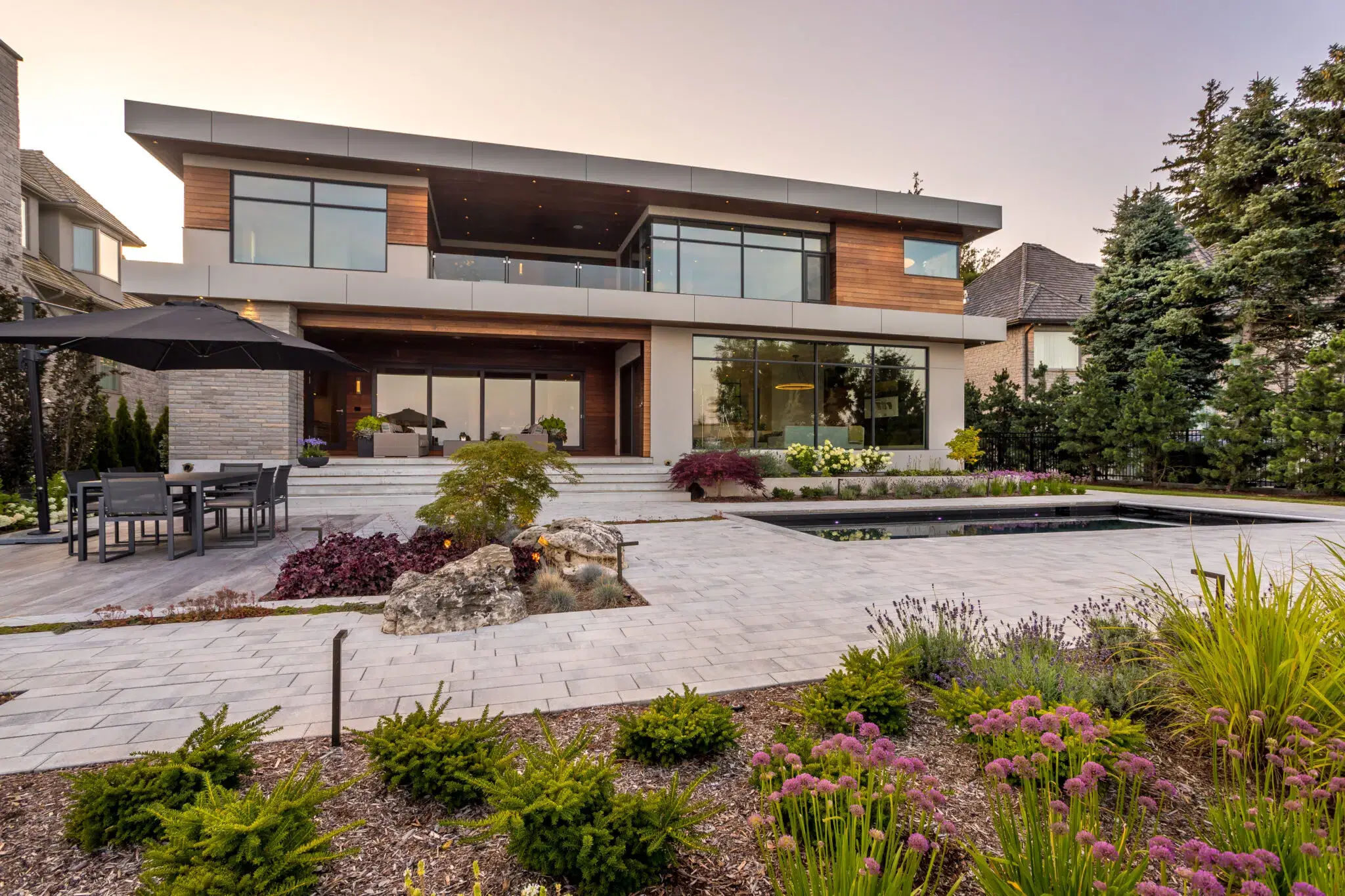 Luxury Home Landscaping With Paver Patio