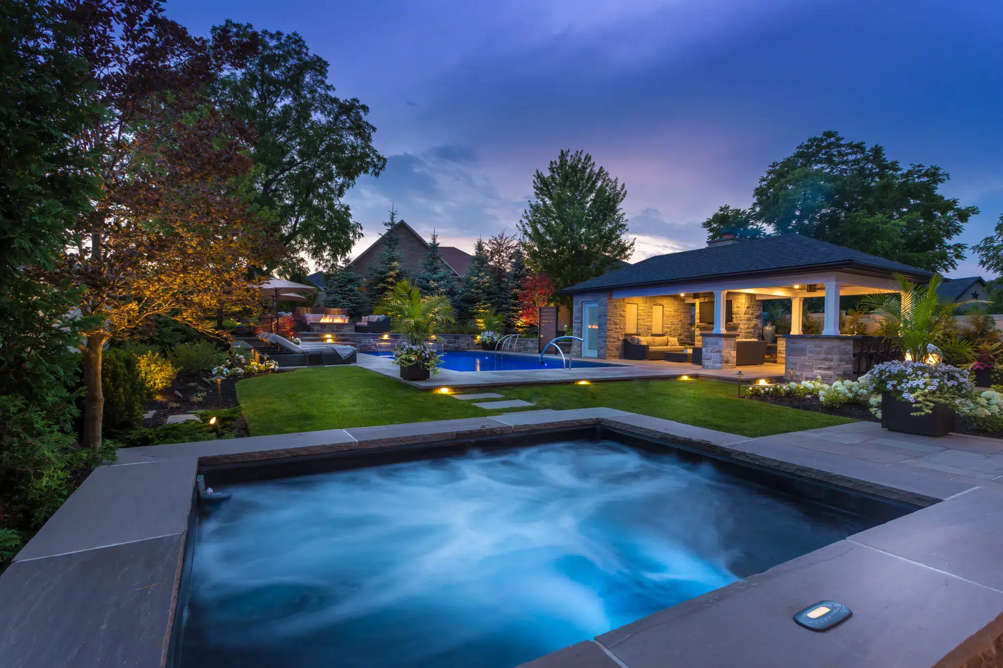 Landscape Lighting Installation Around Outdoor Living Area
