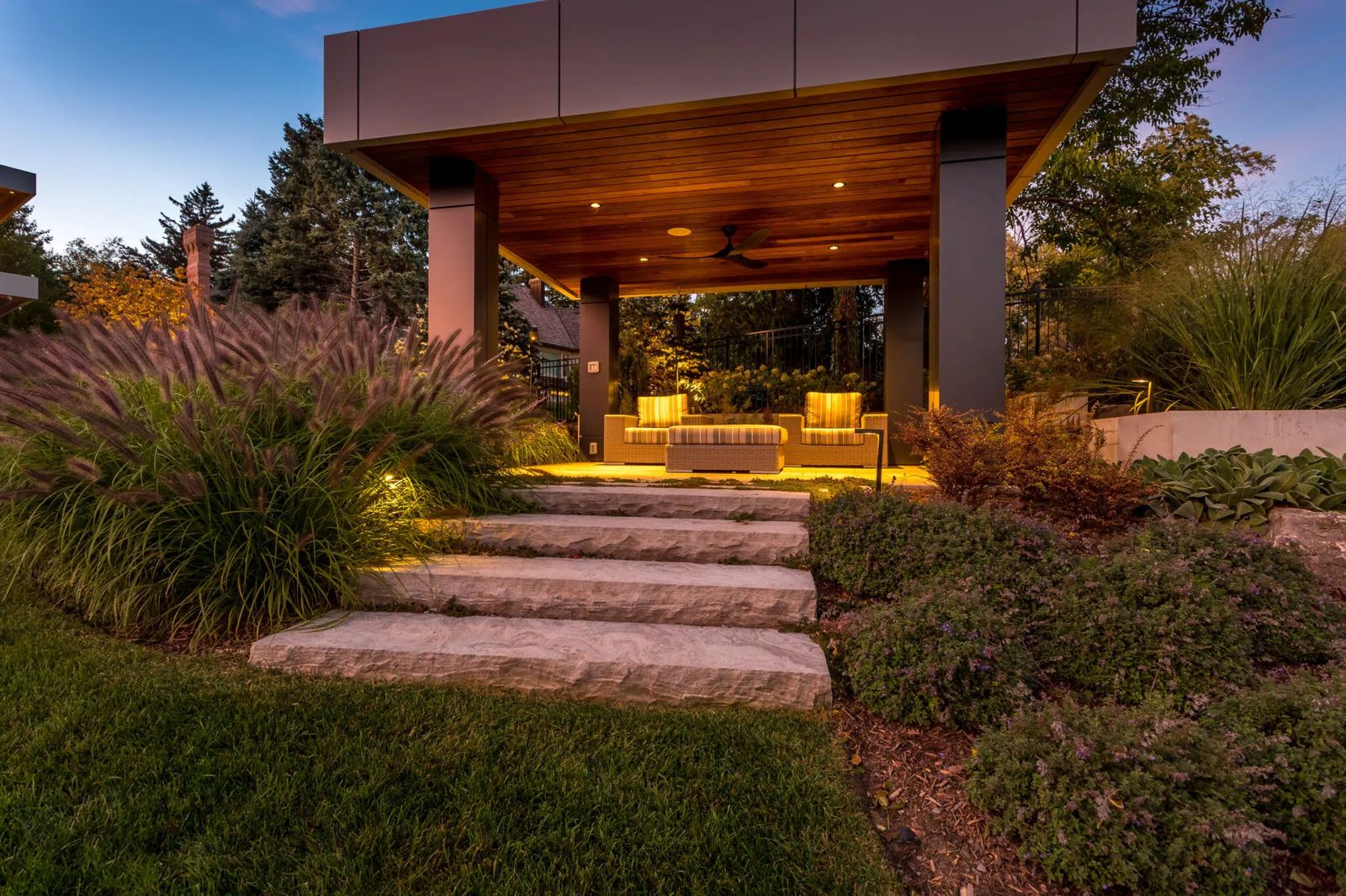 Landscape Steps Leading To Covered Outdoor Pavilion