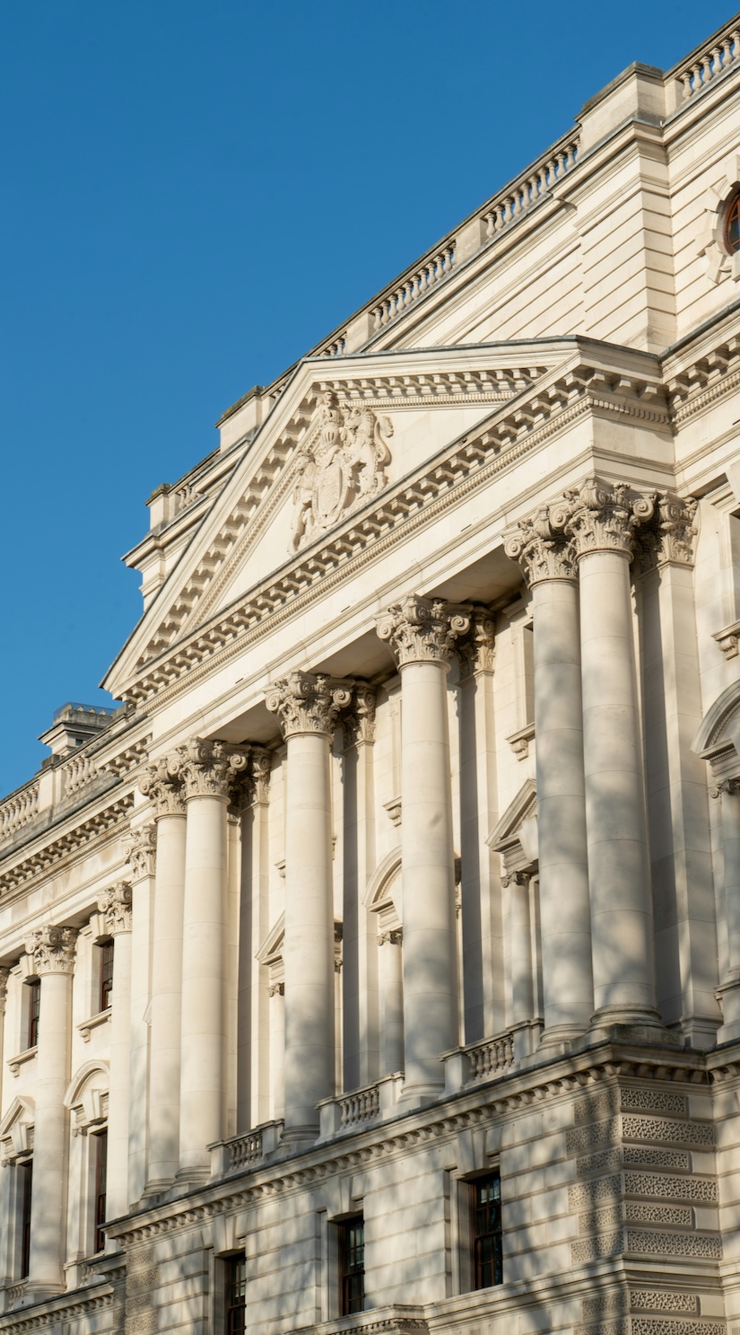 Classical columns of a government building, for HMRC's publication of illustrative UK CBAM rates
