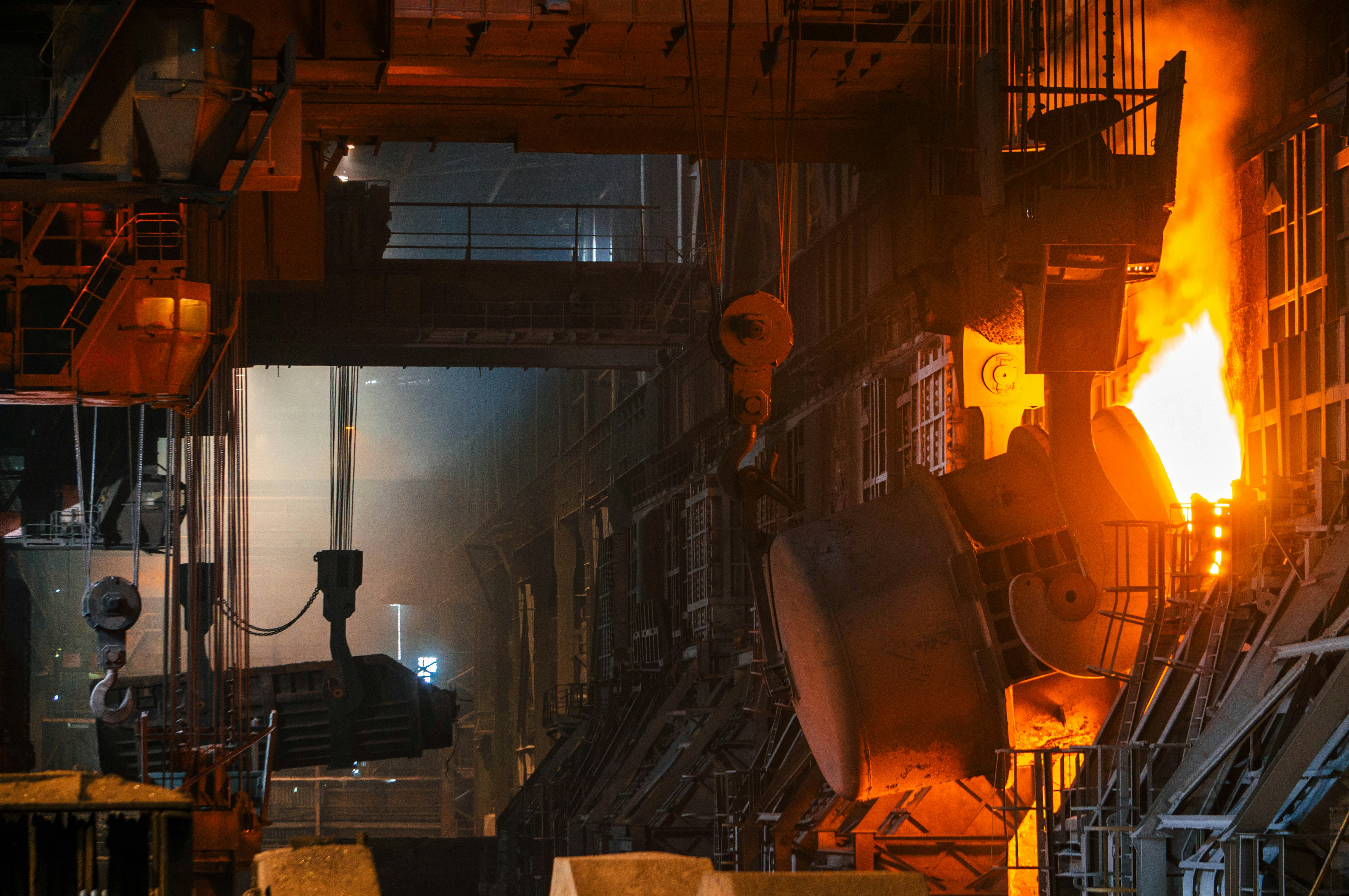 Molten steel in a furnace, for CBAM obligations on steel imports