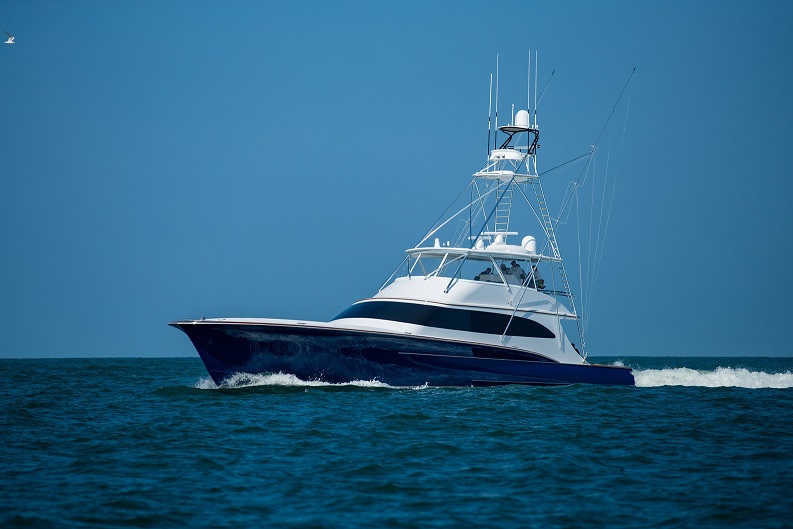 An image of 84' Jarrett Bay Hull 60, Reel Development on the ocean.