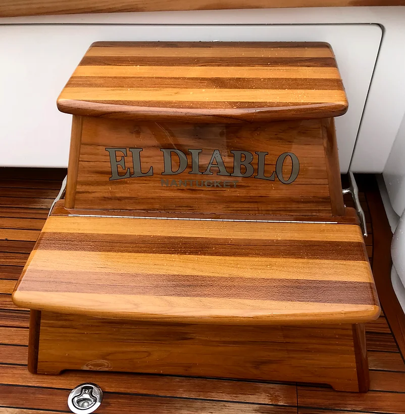 Image of the teak step stool.