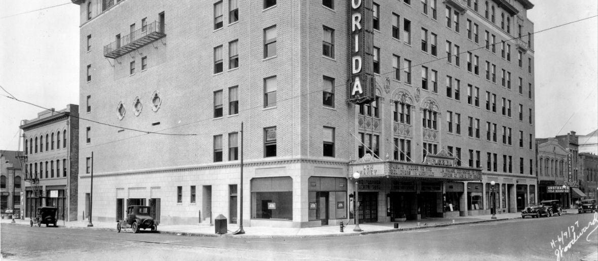 A building with a sign on the side