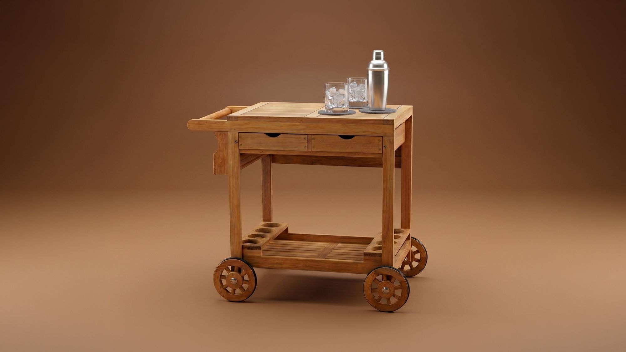 teak bar cart