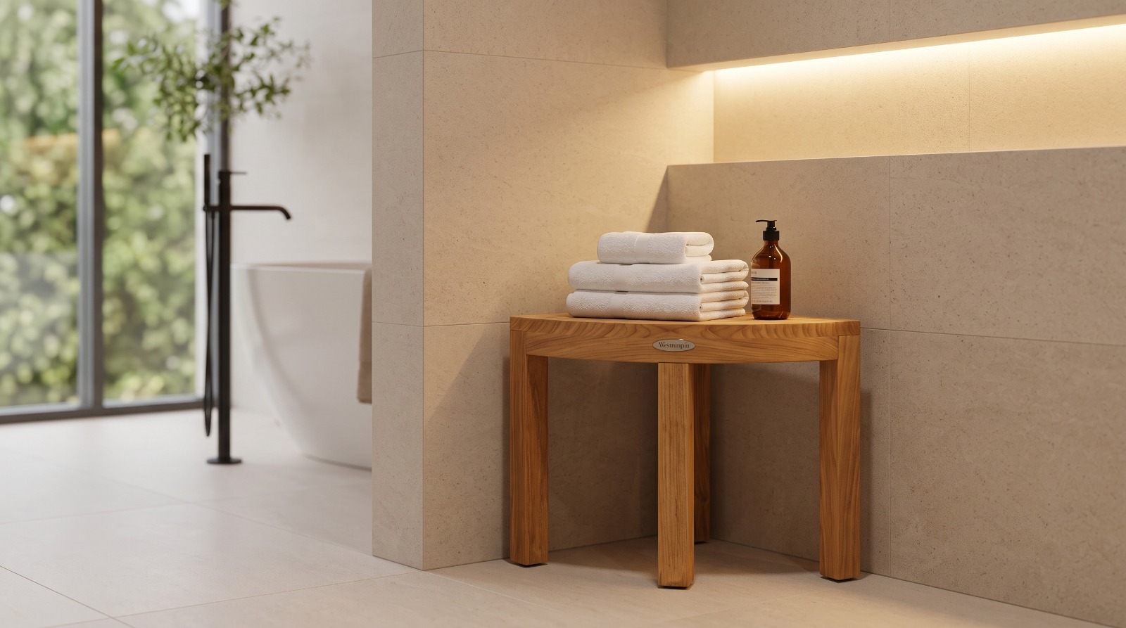 teak shower bench