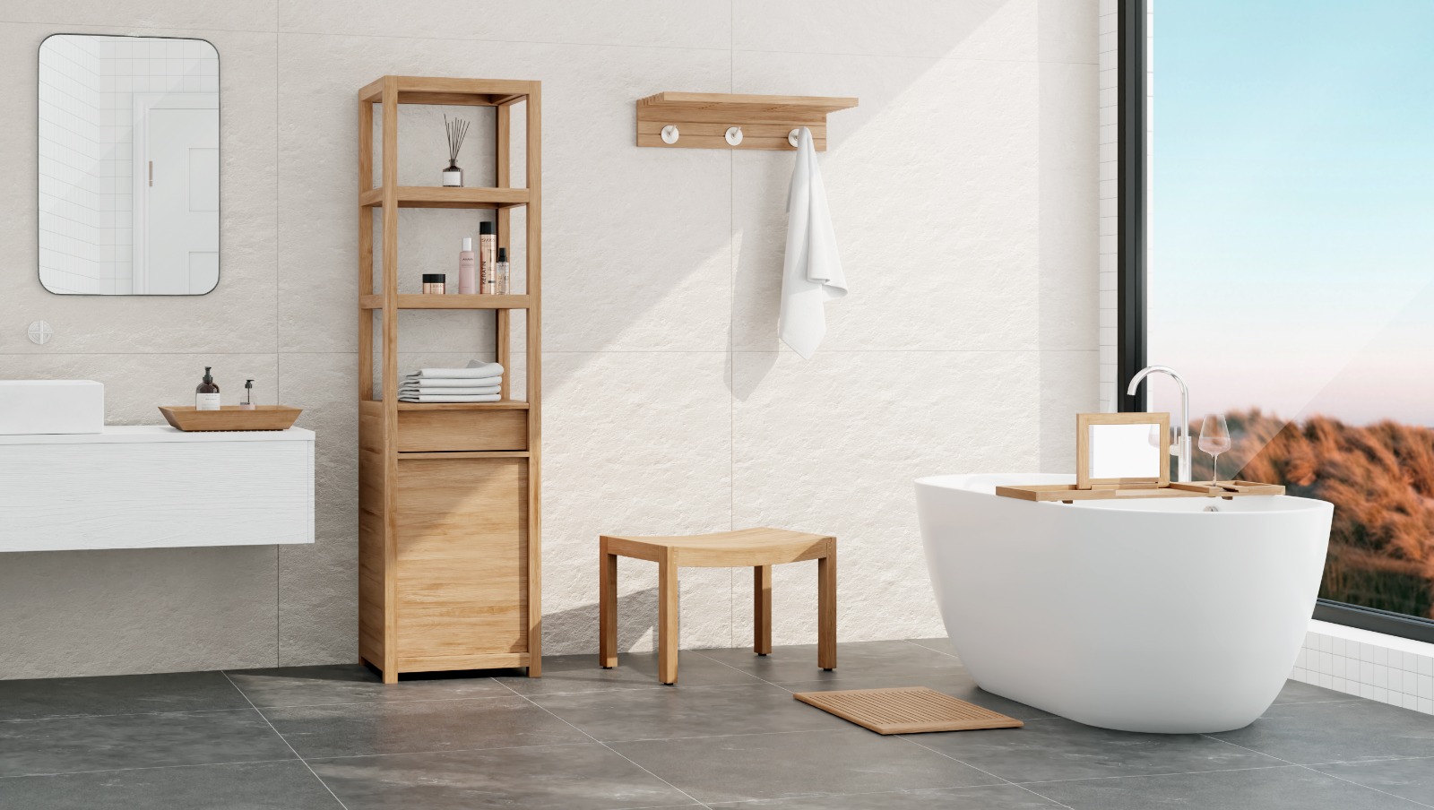 teak shower bench