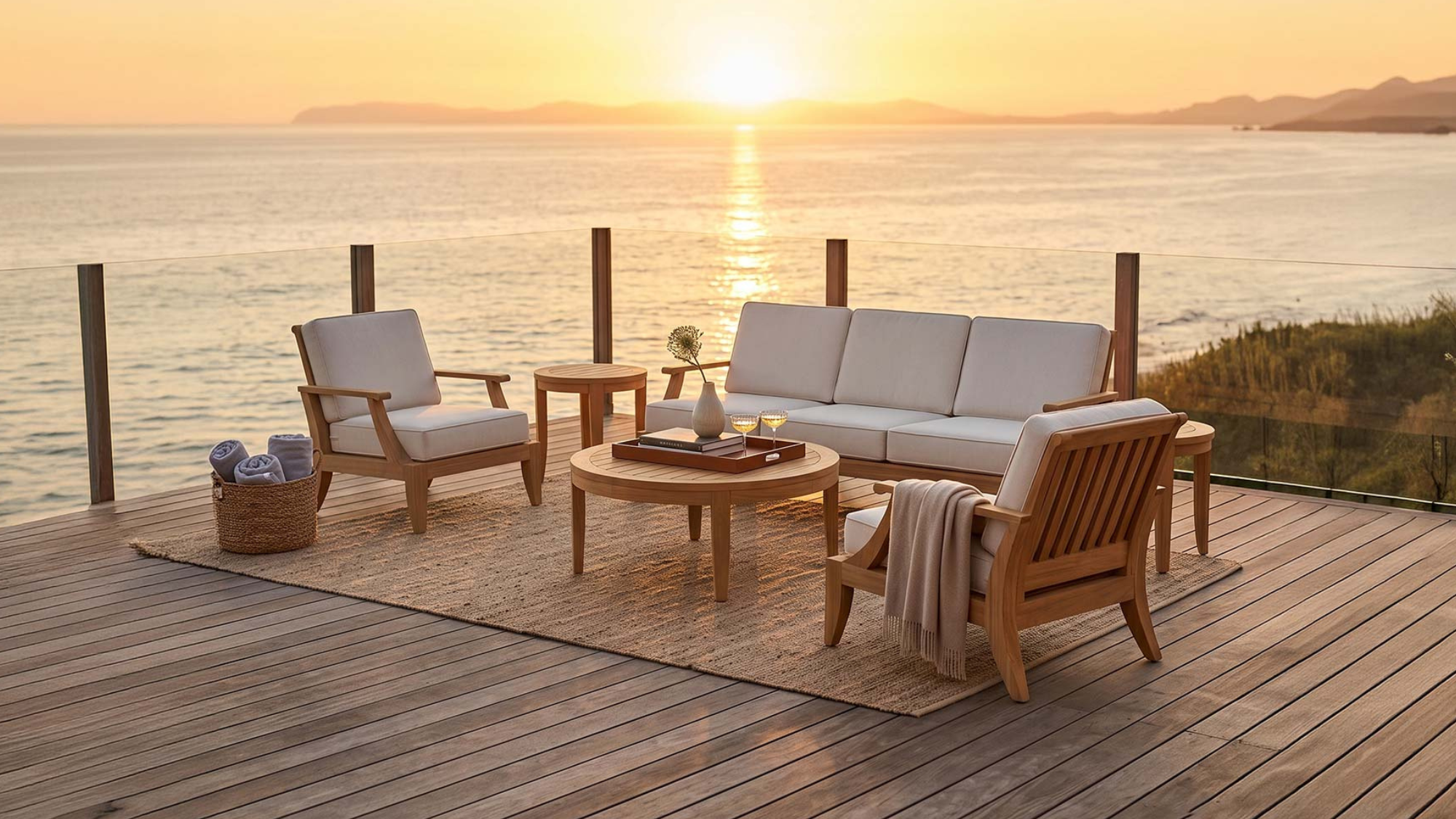 lounge teak furniture by the beach