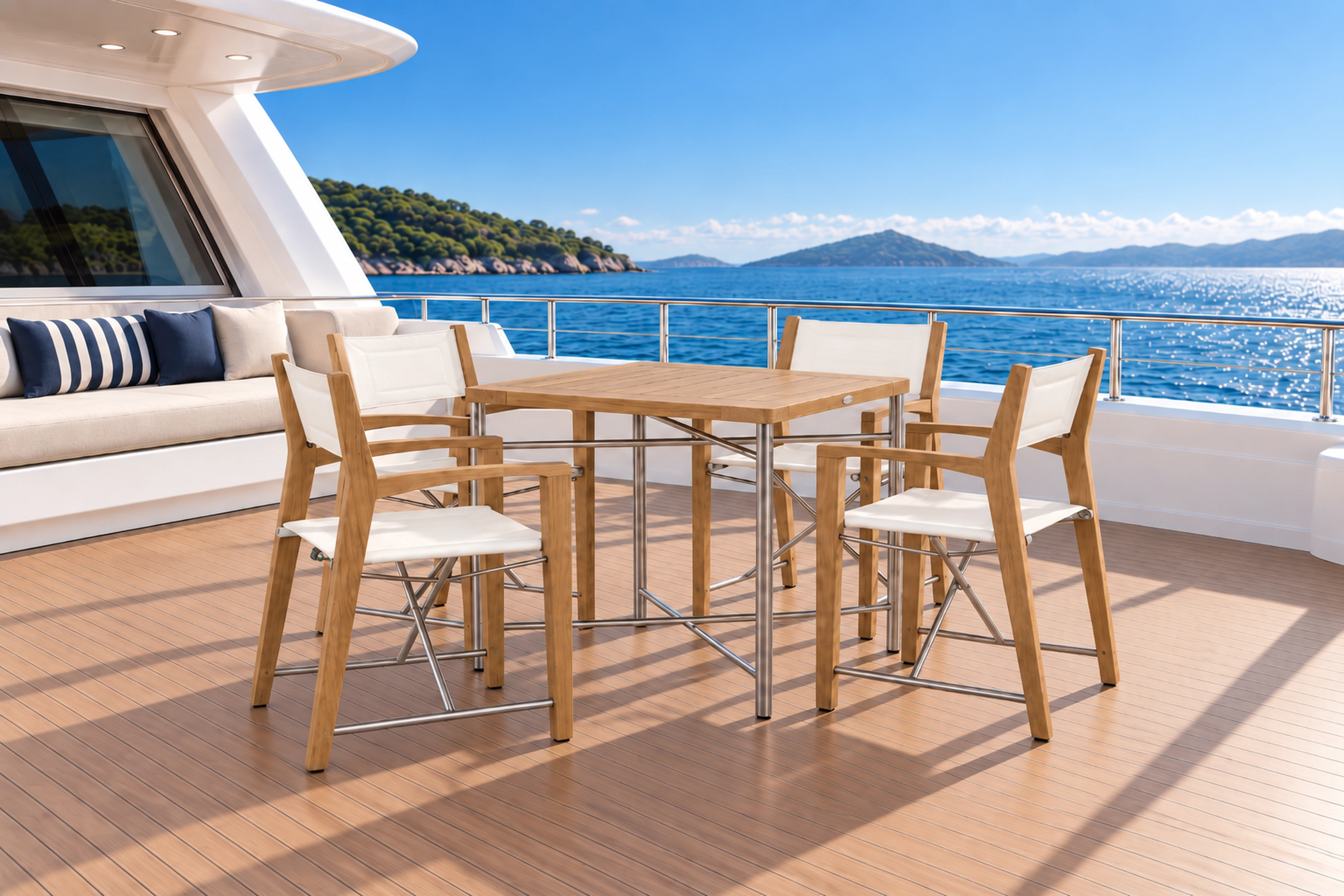 teak and stainless steel outdoor furniture