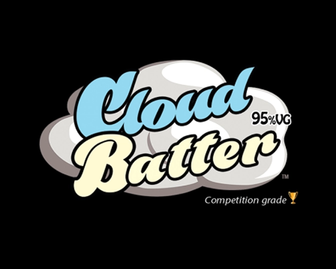 Logo with stylized text 'Cloud Batter' over a cloud graphic, including '95% VG' and 'Competition grade' with a trophy icon.