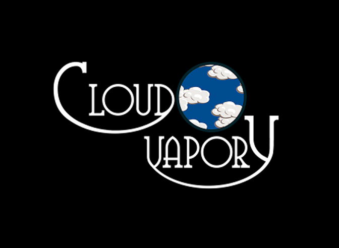 Text logo reading 'Cloud Vapor' with a circular image of clouds in a blue sky replacing the letter 'O'.