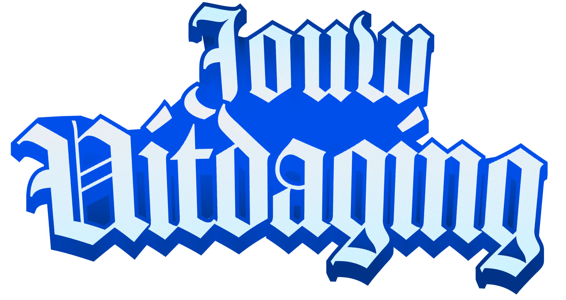 Text displaying 'Jouw Uitdagingen' in a blue Gothic-style font with a dark shadow.