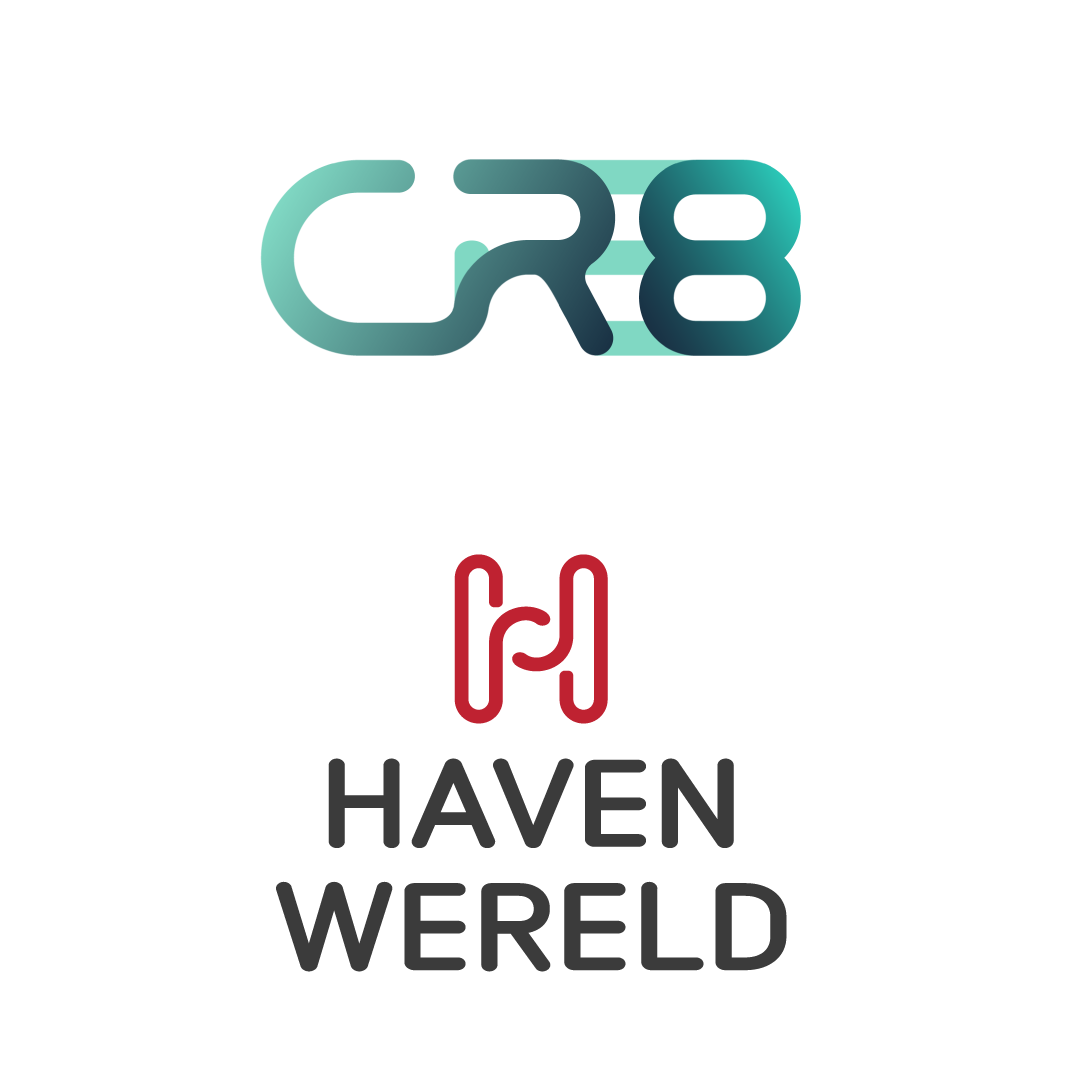 A combination of the Cronos CRE8 and Havenwereld logos.