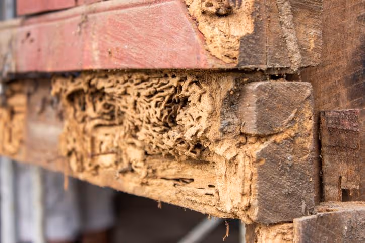 Termite damage on wood