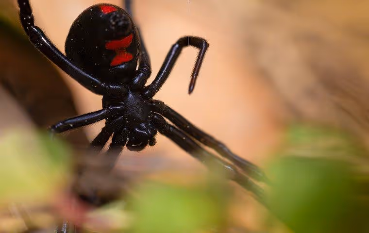 Black Widow Spider in its web outdoors.