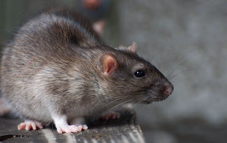 Norway Rat on wet pavement.