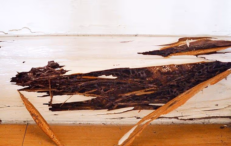 Termite damage on a wall in a home