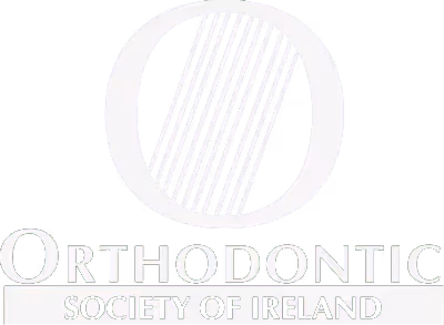 Logo of the Orthodontic Society of Ireland featuring a large O with diagonal lines inside and the society name below.
