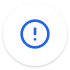 Blue exclamation mark inside a circle with a white background and gray outer ring.
