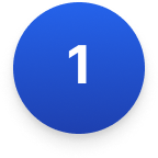 Blue circular button with the white number 1 centered on it and a shadow below.
