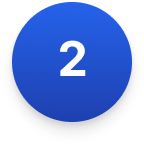 Blue circular button with white number 2 in the center and subtle shadow.
