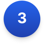 Blue circular button with the number three in white at the center.