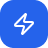 White lightning bolt icon on a blue rounded square background.